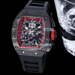 Swiss Replica Richard Mille RM11-03 Carbon Case Skeleton Dial Watch Black Band